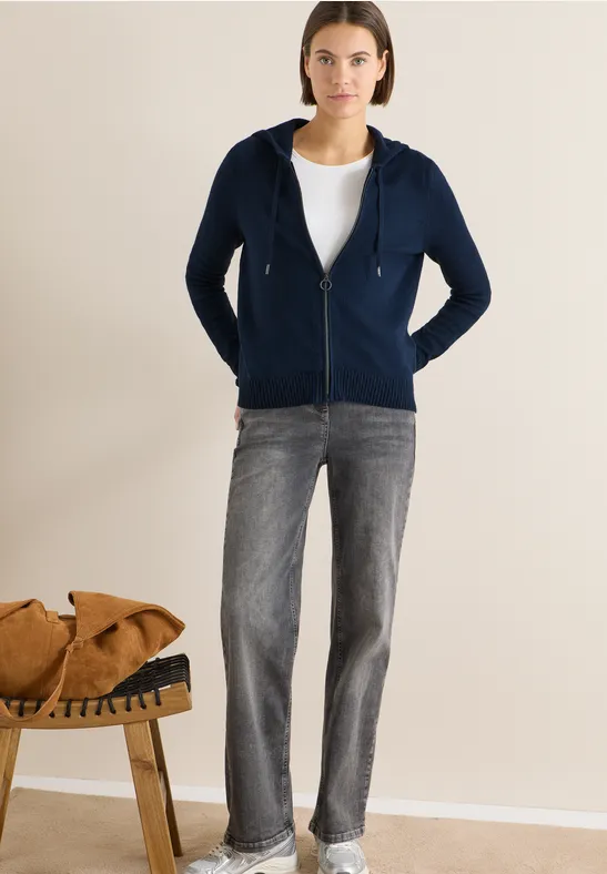 Cosy Cardigan mit Hoodie deep denim blue melange