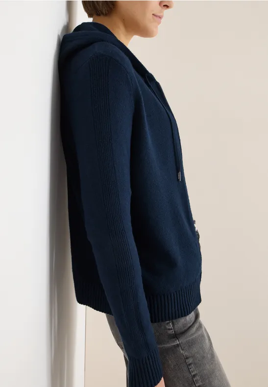Cosy Cardigan mit Hoodie deep denim blue melange
