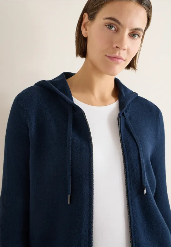Cosy Cardigan mit Hoodie deep denim blue melange