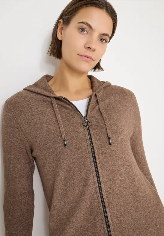 Cosy Cardigan mit Hoodie urban taupe melange
