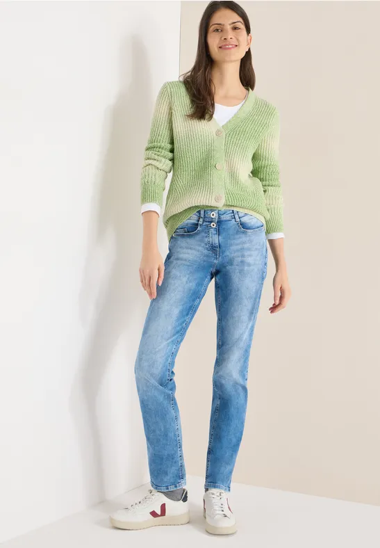 Space Dye V-Neck Cardigan bamboo green melange