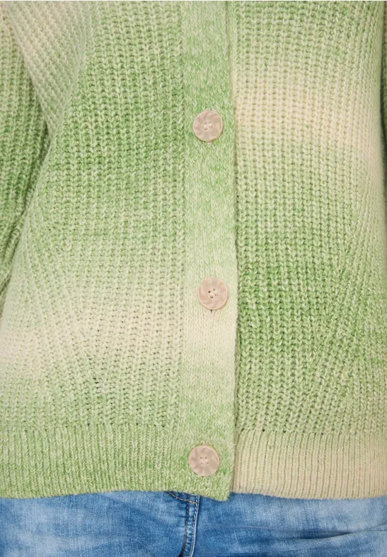 Space Dye V-Neck Cardigan bamboo green melange