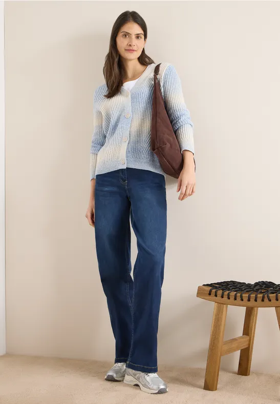 Space Dye V-Neck Cardigan fountain blue melange
