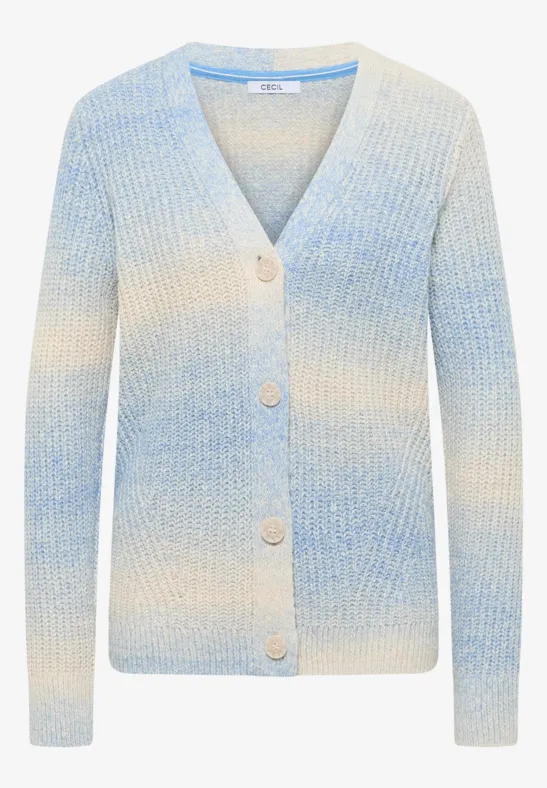 Space Dye V-Neck Cardigan fountain blue melange