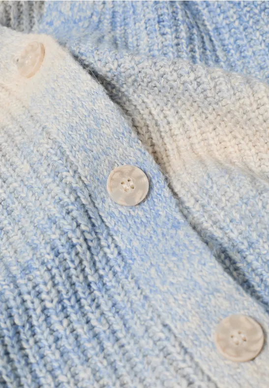 Space Dye V-Neck Cardigan fountain blue melange