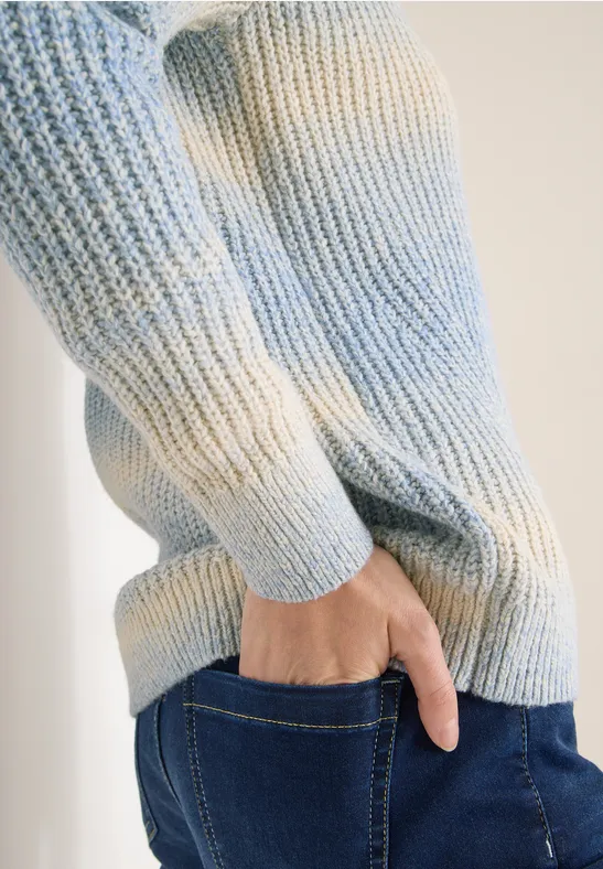 Space Dye V-Neck Cardigan fountain blue melange