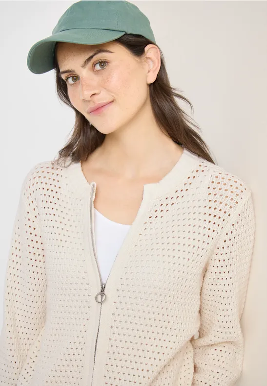 Cardigan crocheté raw sand beige