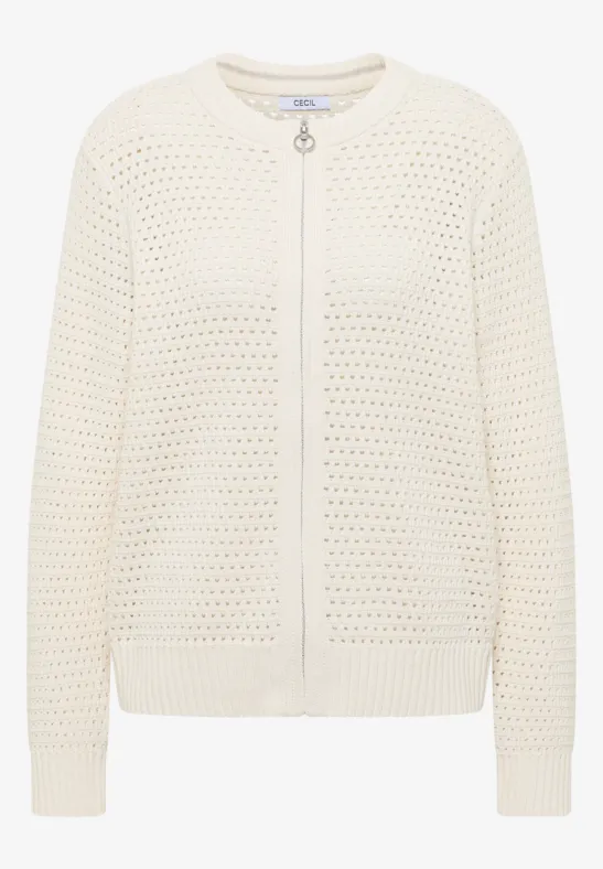 Cardigan crocheté raw sand beige