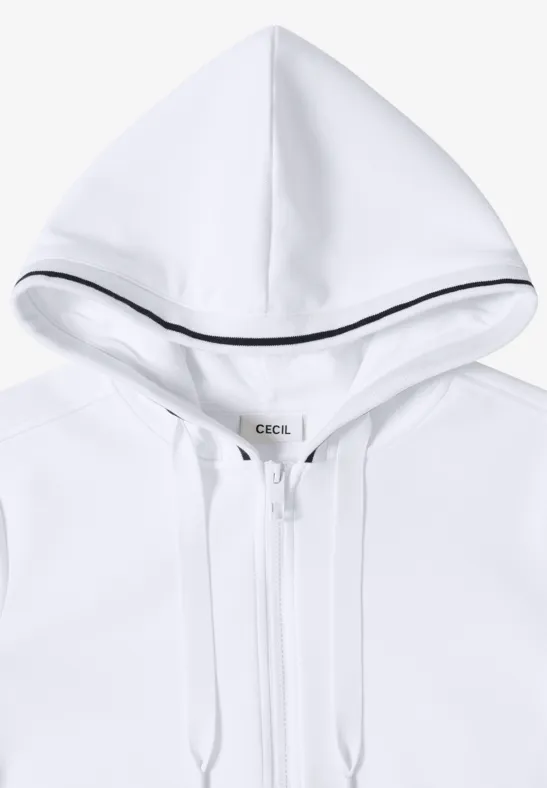 Kurzarm Sweatjacke mit Kapuze vanilla white