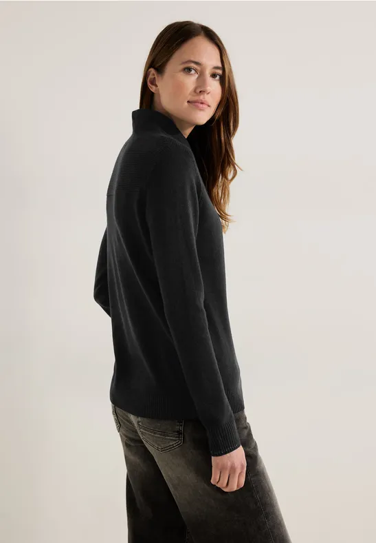 Cosy Pullover mit Tunnelzug Black