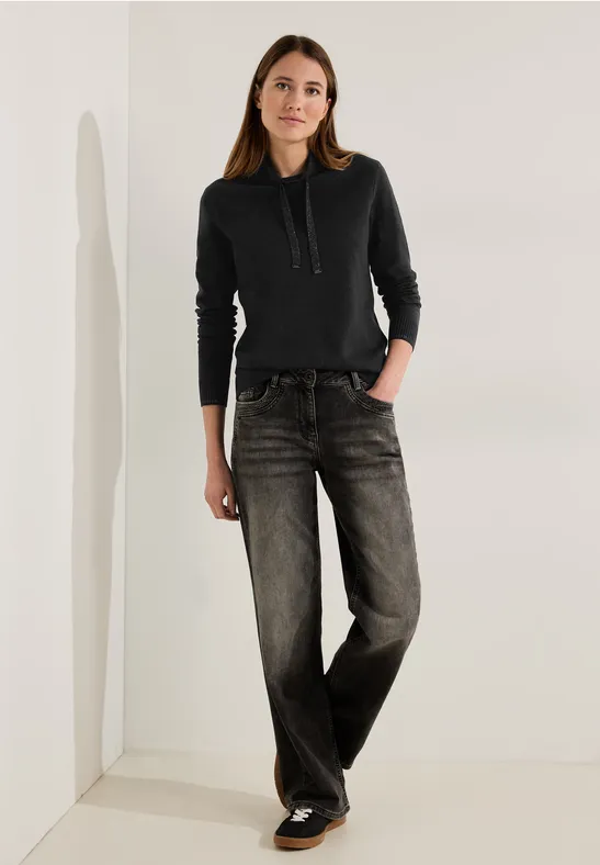 Cosy Pullover mit Tunnelzug Black