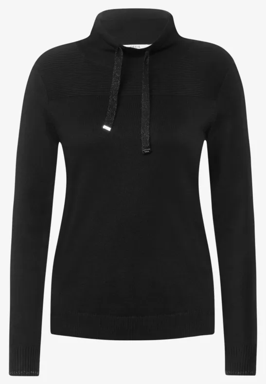Cosy Pullover mit Tunnelzug Black