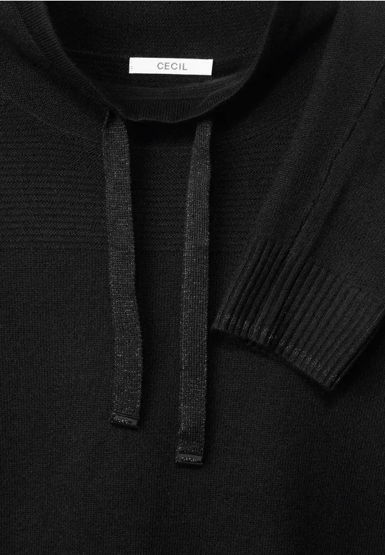 Cosy Pullover mit Tunnelzug Black
