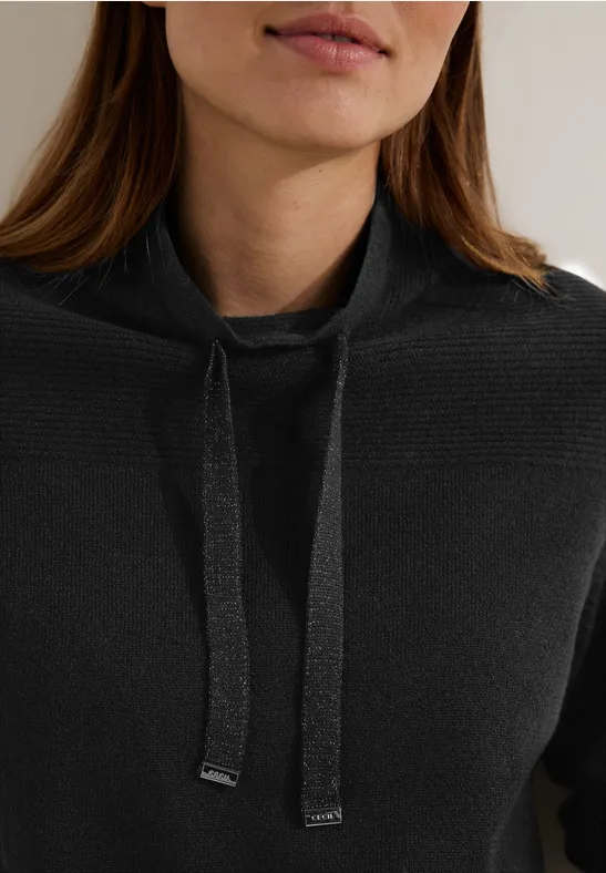 Cosy Pullover mit Tunnelzug Black