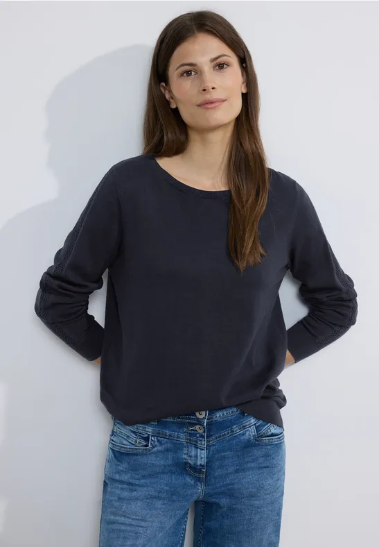 Trui met structuurdetail universal blue