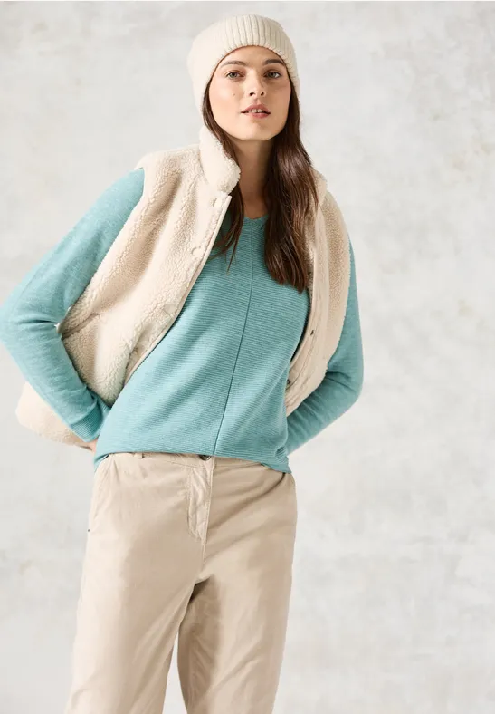 Pull à structure mixte heather adriatic green melange