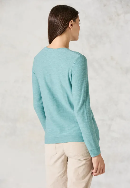 Pull à structure mixte heather adriatic green melange