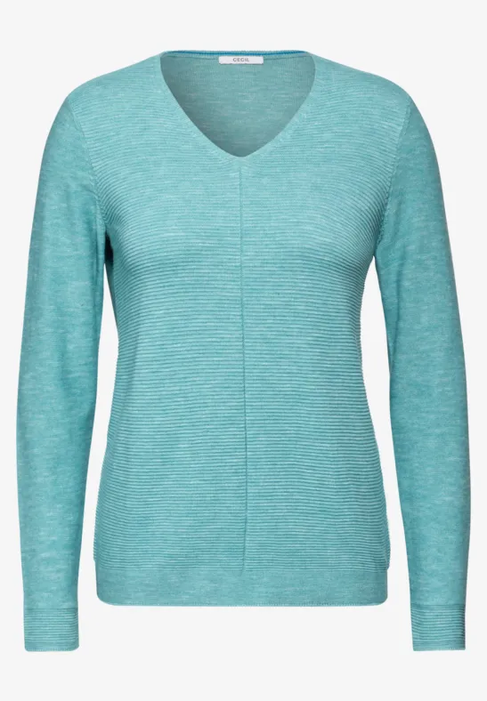 Pull à structure mixte heather adriatic green melange
