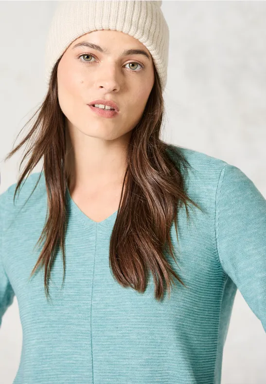 Pull à structure mixte heather adriatic green melange