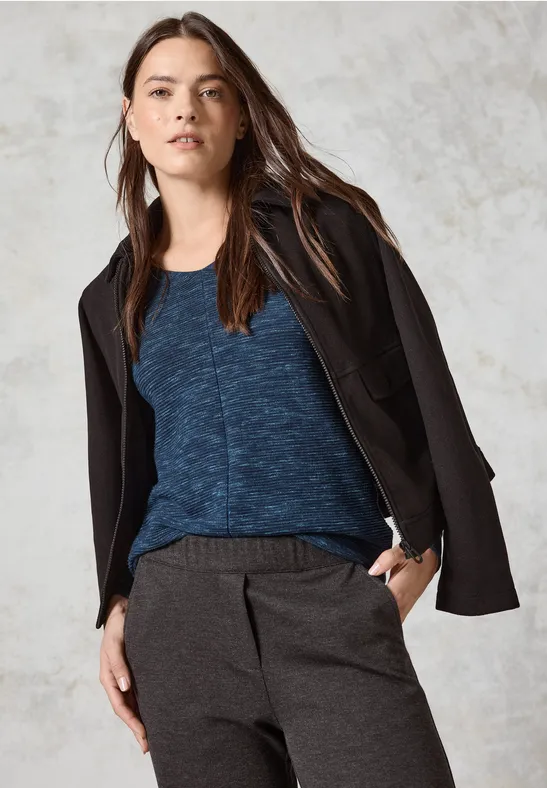 Strukturmix-Pullover heather petrol melange