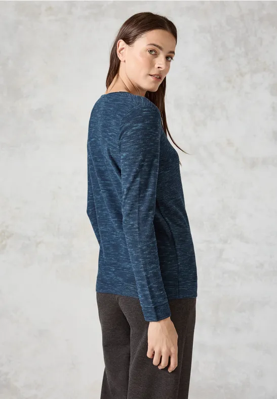 Strukturmix-Pullover heather petrol melange