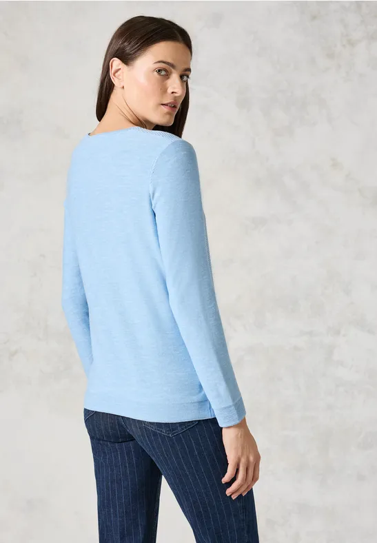 Strukturmix-Pullover heather tranquil blue melange
