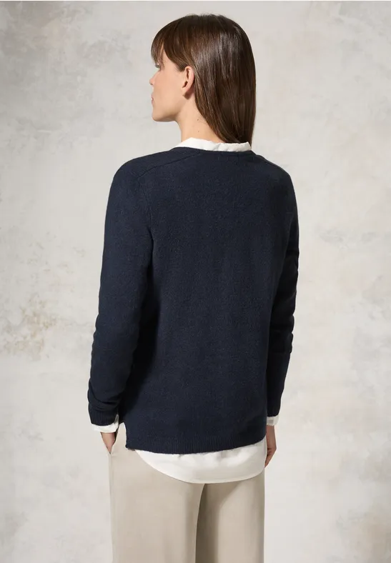 Pull avec col en V deep petrol melange