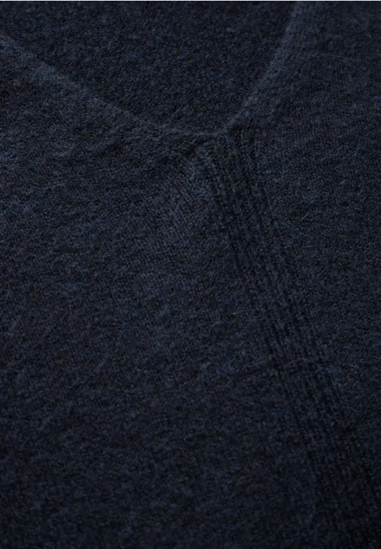 Pull avec col en V deep petrol melange