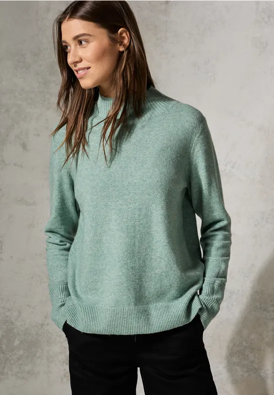 Pull à col montant iced salvia green melange
