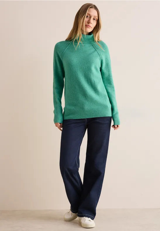 Pull à col roulé aventurine green melange