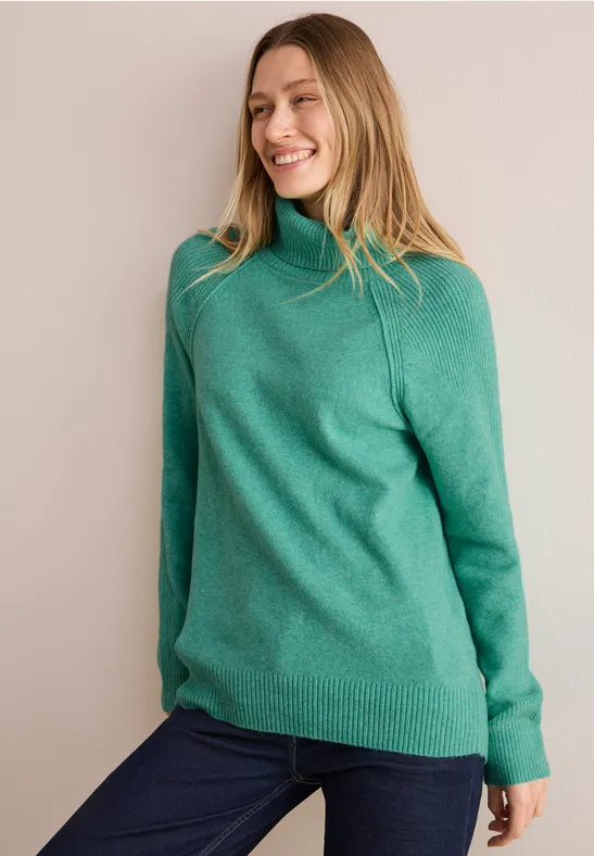 Pull à col roulé aventurine green melange