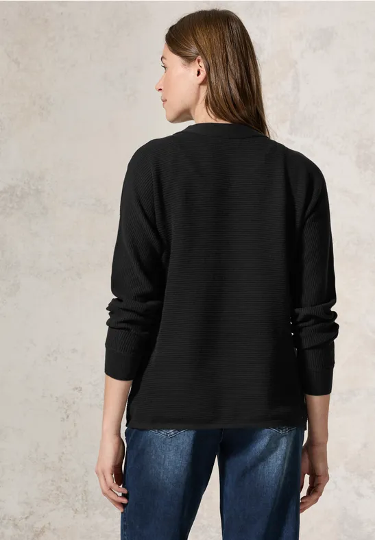 Pullover Dolman à structure mixte Black