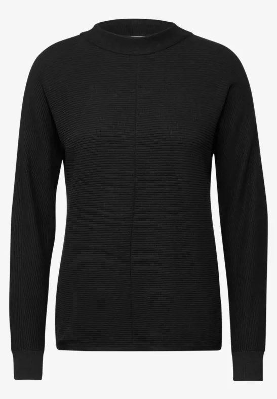 Pullover Dolman à structure mixte Black