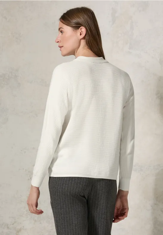 Strukturmix Dolman Pullover vanilla white
