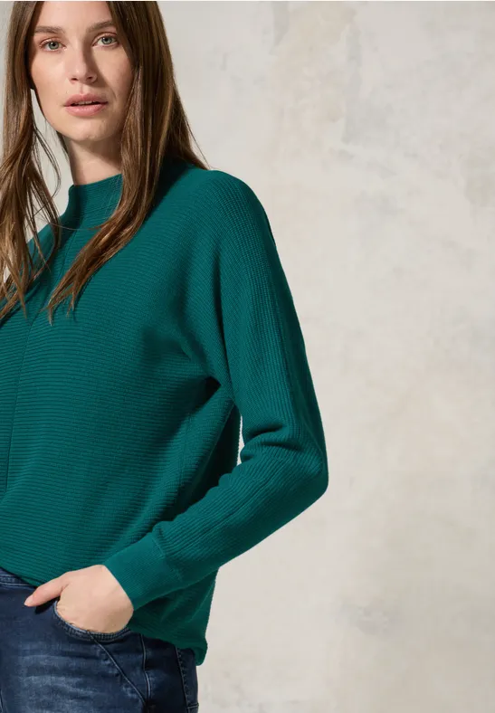 Pullover Dolman à structure mixte petrol green