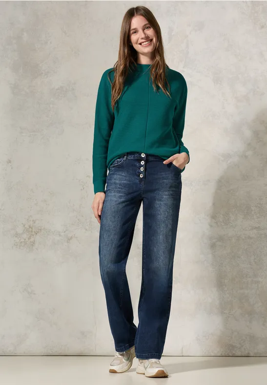 Pullover Dolman à structure mixte petrol green