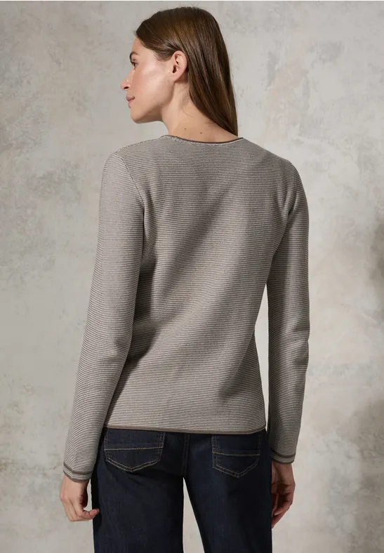Pulli mit Strukturstreifen dark taupe