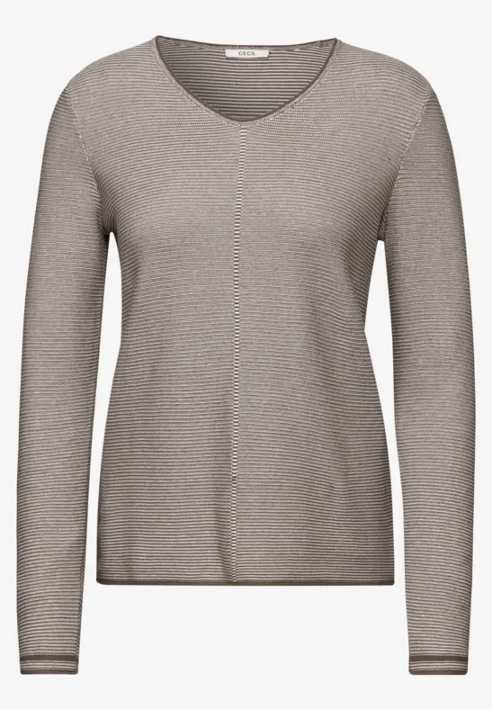 Pulli mit Strukturstreifen dark taupe