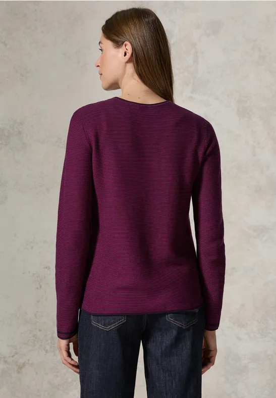 Trui met structuurstrepen beloved berry