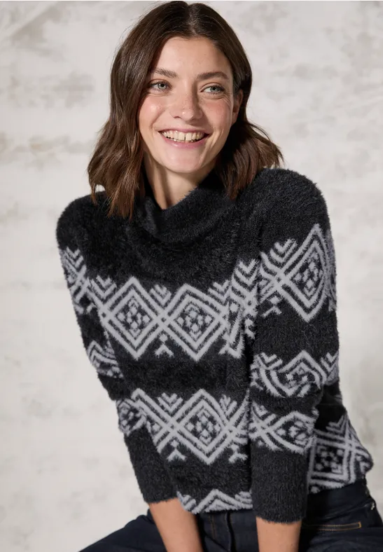 Federgarn-Pullover deep charcoal grey