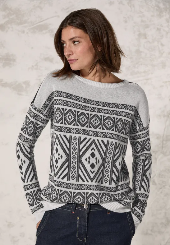 Pull en jacquard soft silver melange