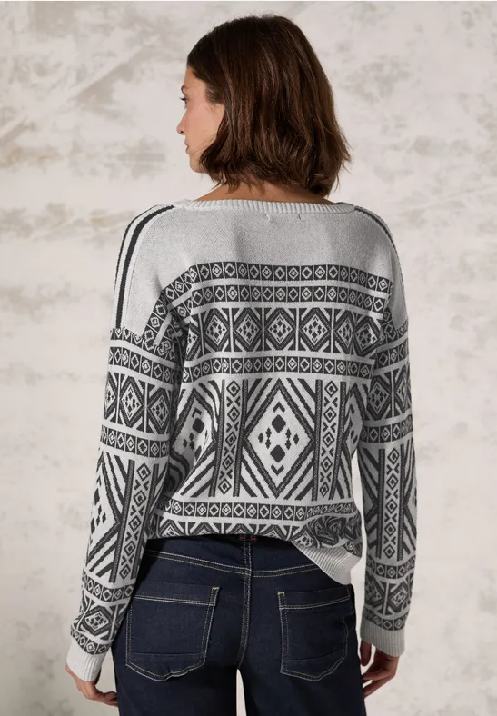 Pull en jacquard soft silver melange