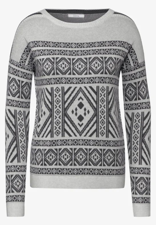 Pull en jacquard soft silver melange