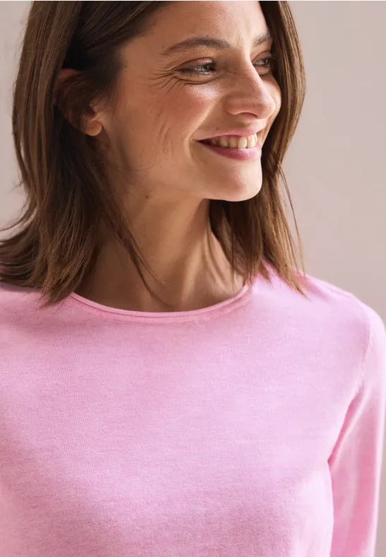 Pull à col rond tender rose melange
