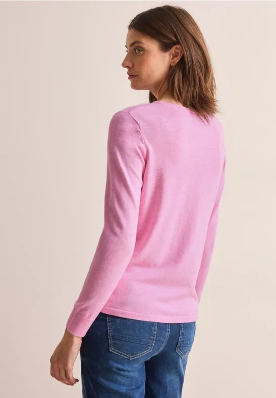 Pull à col rond tender rose melange
