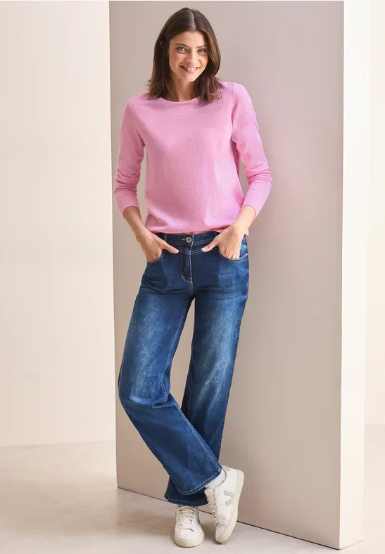 Pull à col rond tender rose melange