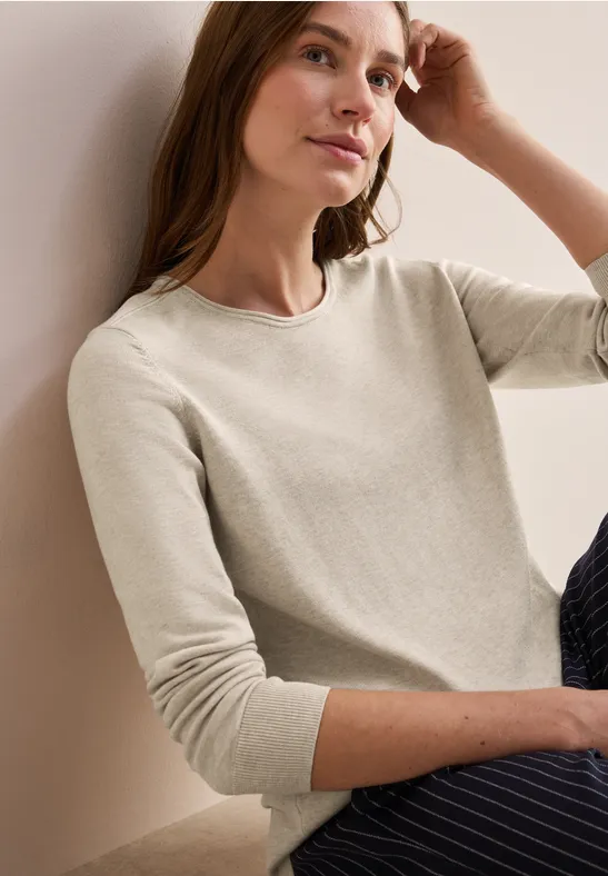 Pull à col rond desert beige melange
