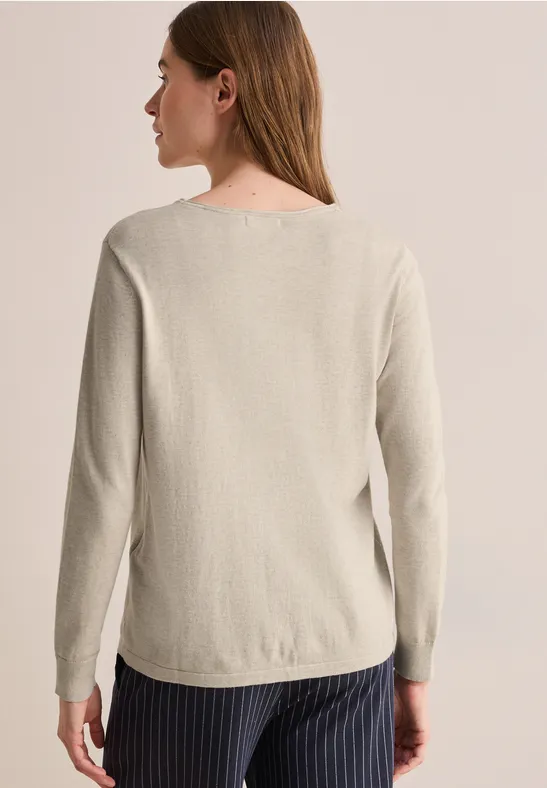 Pull à col rond desert beige melange