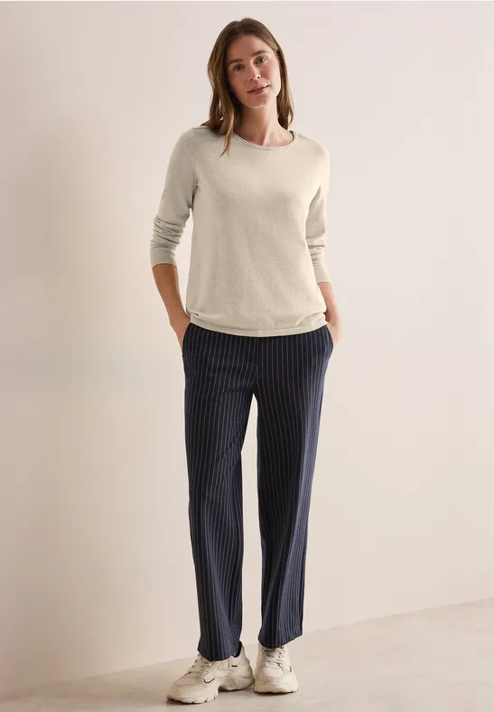 Pull à col rond desert beige melange