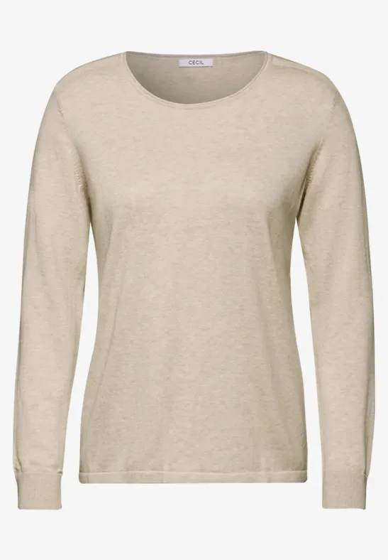 Pull à col rond desert beige melange